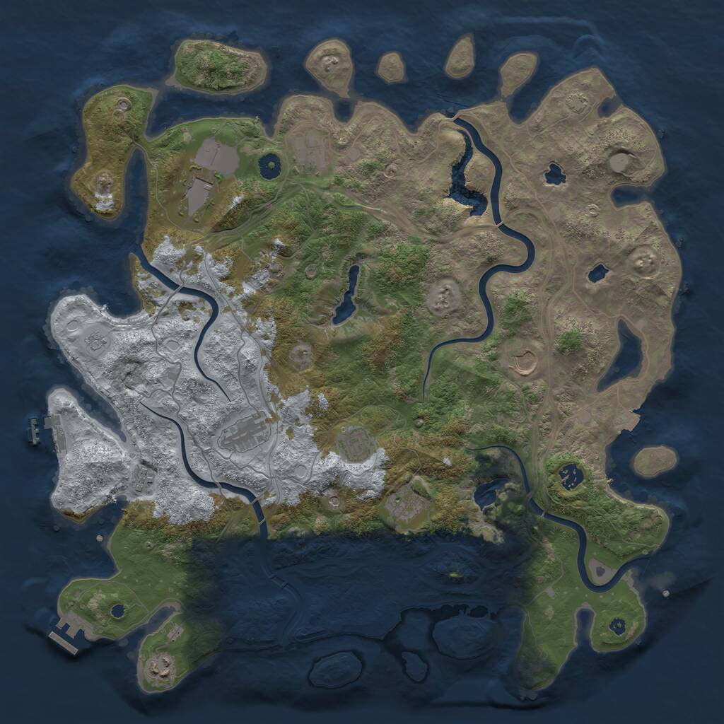 Rust Map: Procedural Map, Size: 4500, Seed: 94623358, 16 Monuments