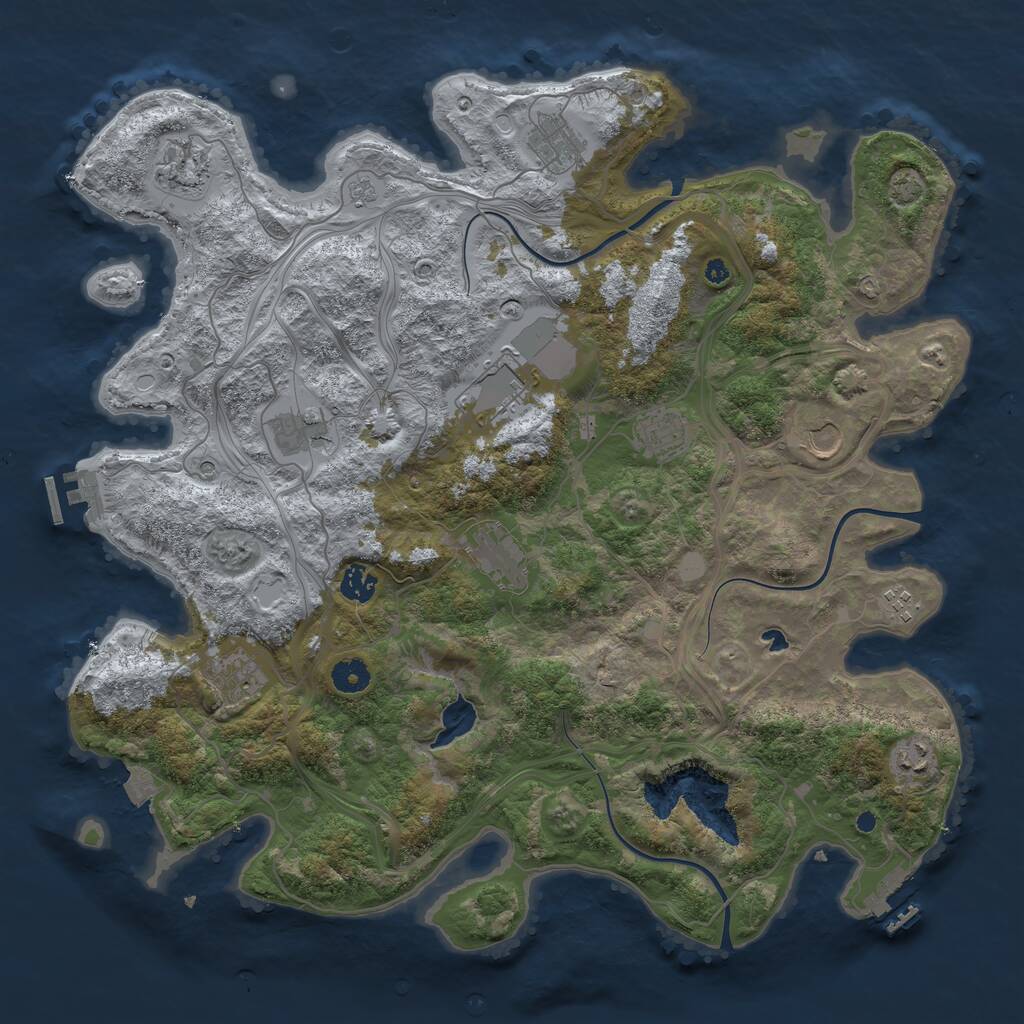 Rust Map: Procedural Map, Size: 4250, Seed: 2072514675, 17 Monuments