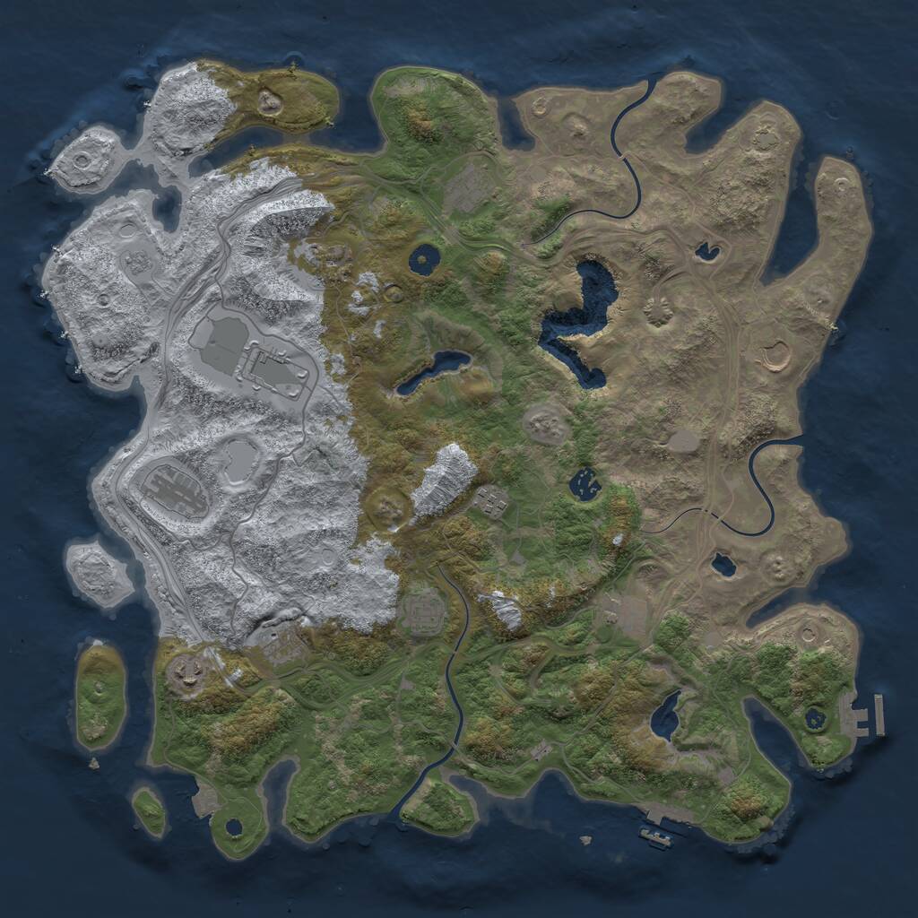 Rust Map: Procedural Map, Size: 4500, Seed: 345, 17 Monuments