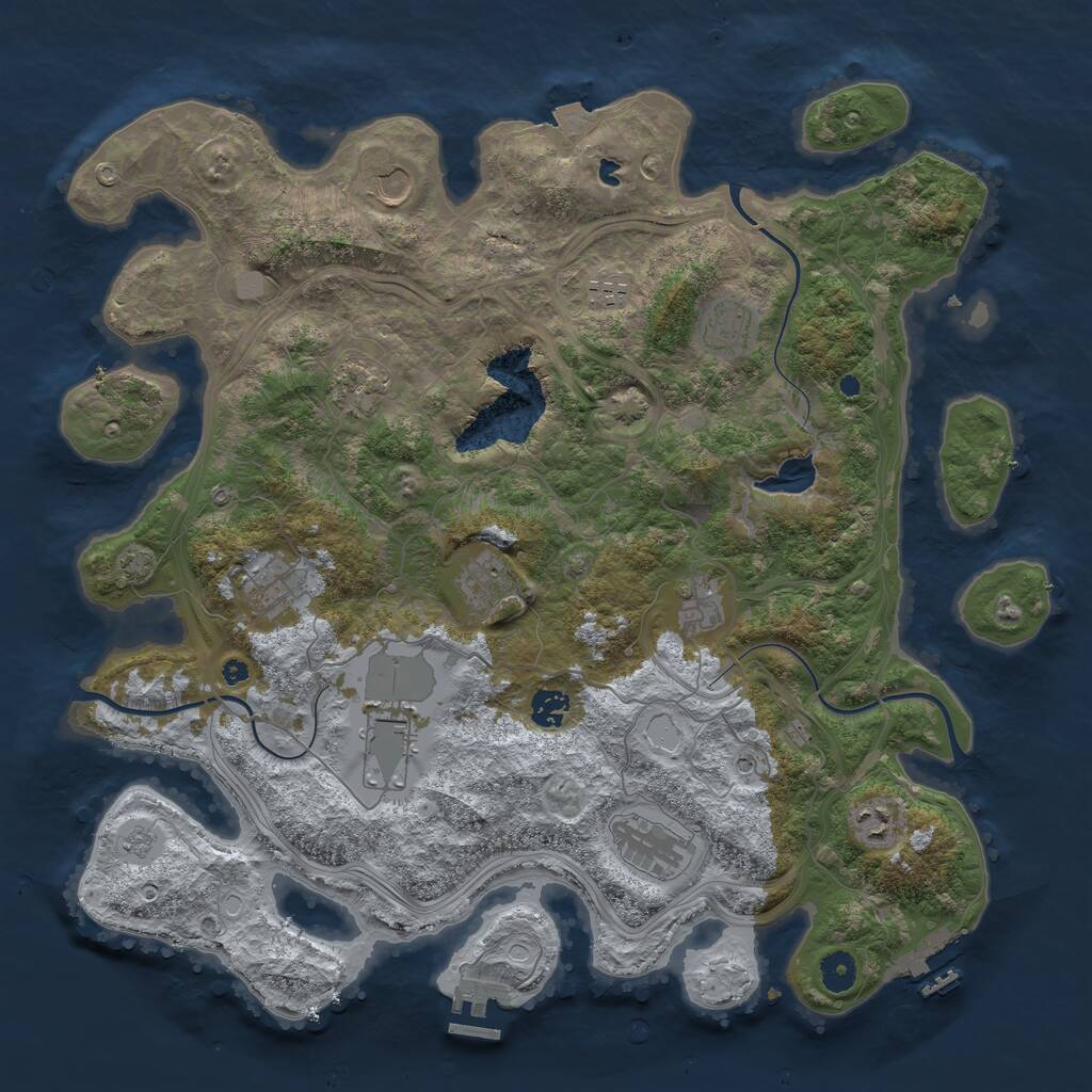 Rust Map: Procedural Map, Size: 4250, Seed: 253498012, 17 Monuments