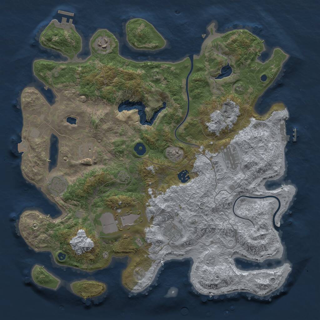 Rust Map: Procedural Map, Size: 4000, Seed: 1987594314, 12 Monuments