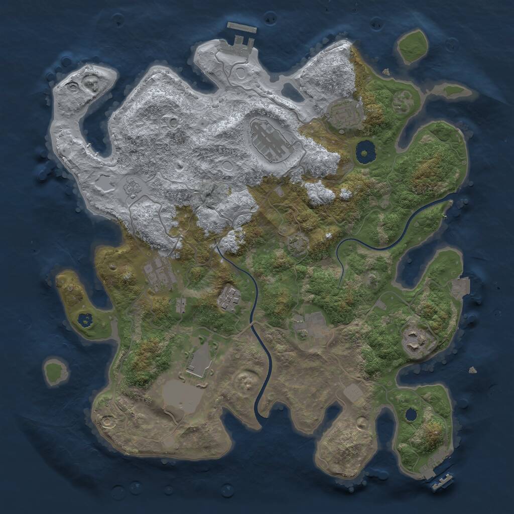 Rust Map: Procedural Map, Size: 3500, Seed: 1400137616, 12 Monuments