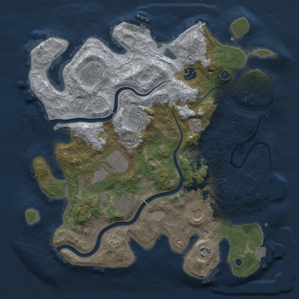 Rust Map: Procedural Map, Size: 3500, Seed: 1400137616, 14 Monuments