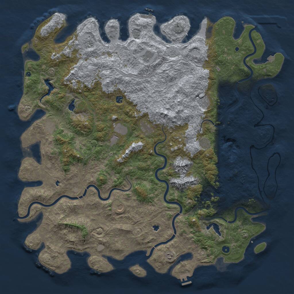 Rust Map: Procedural Map, Size: 6000, Seed: 6550, 17 Monuments