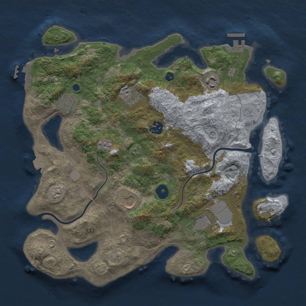 Rust Map: Procedural Map, Size: 3500, Seed: 773506273, 13 Monuments