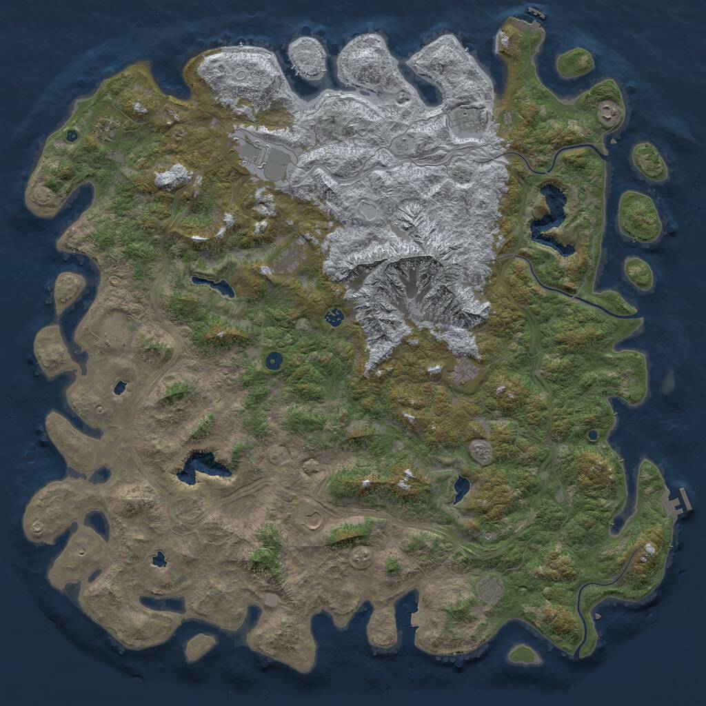 Rust Map: Procedural Map, Size: 6000, Seed: 1987938531, 17 Monuments