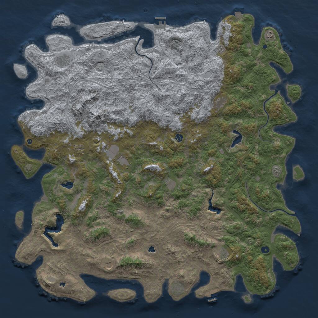 Rust Map: Procedural Map, Size: 6000, Seed: 5563439, 17 Monuments