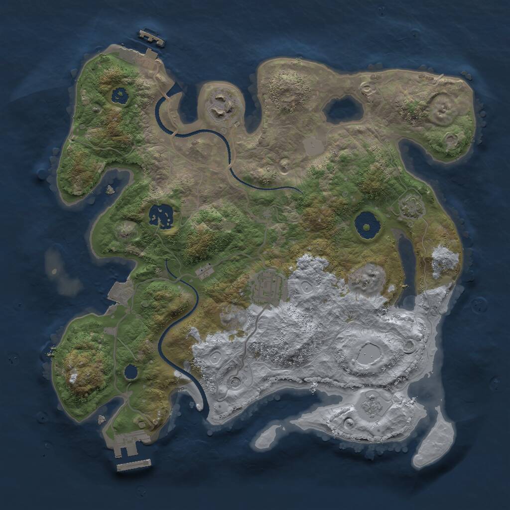 Rust Map: Procedural Map, Size: 3000, Seed: 1548521321, 9 Monuments