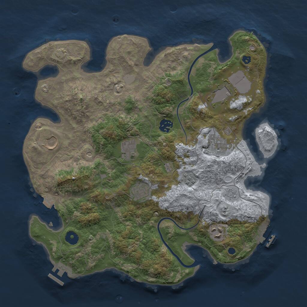 Rust Map: Procedural Map, Size: 3500, Seed: 2140077515, 14 Monuments