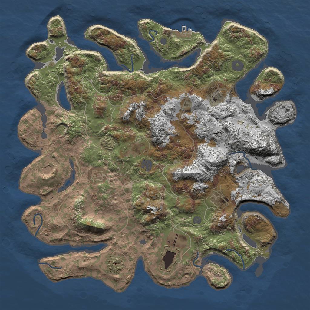 Rust Map: Procedural Map, Size: 4000, Seed: 31081057, 13 Monuments