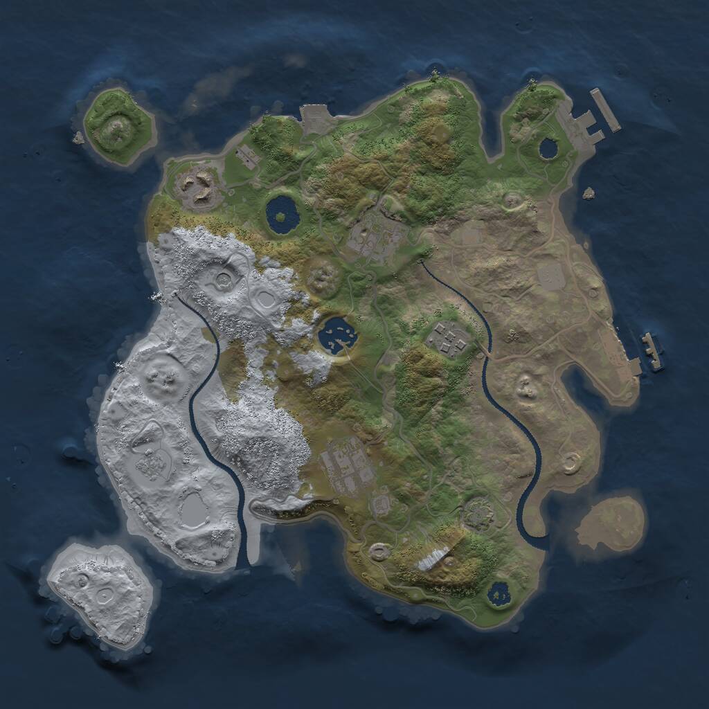 Rust Map: Procedural Map, Size: 3000, Seed: 1338283618, 11 Monuments