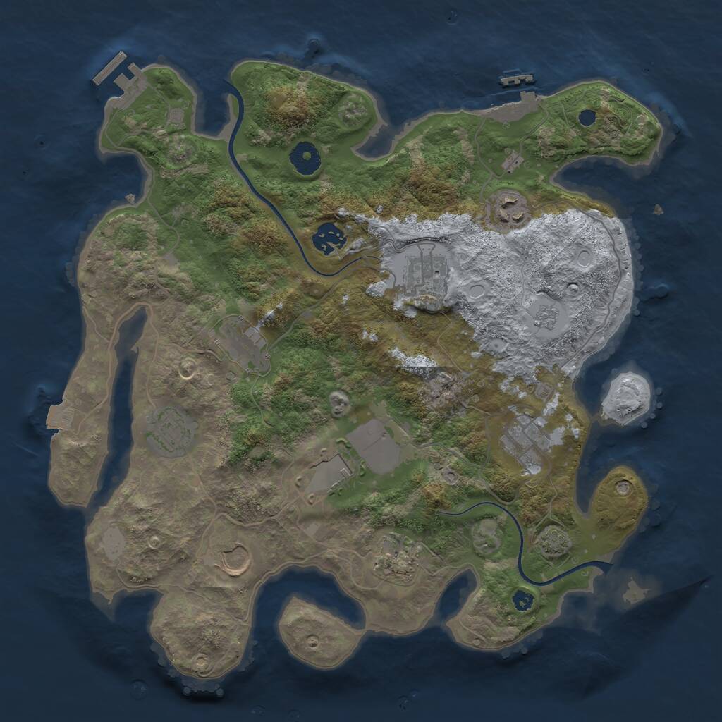 Rust Map: Procedural Map, Size: 3500, Seed: 366018058, 14 Monuments