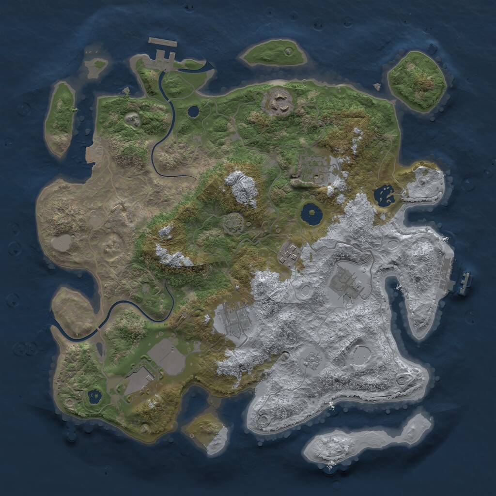 Rust Map: Procedural Map, Size: 3500, Seed: 306295865, 12 Monuments