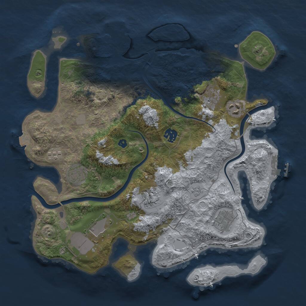 Rust Map: Procedural Map, Size: 3500, Seed: 306295865, 14 Monuments
