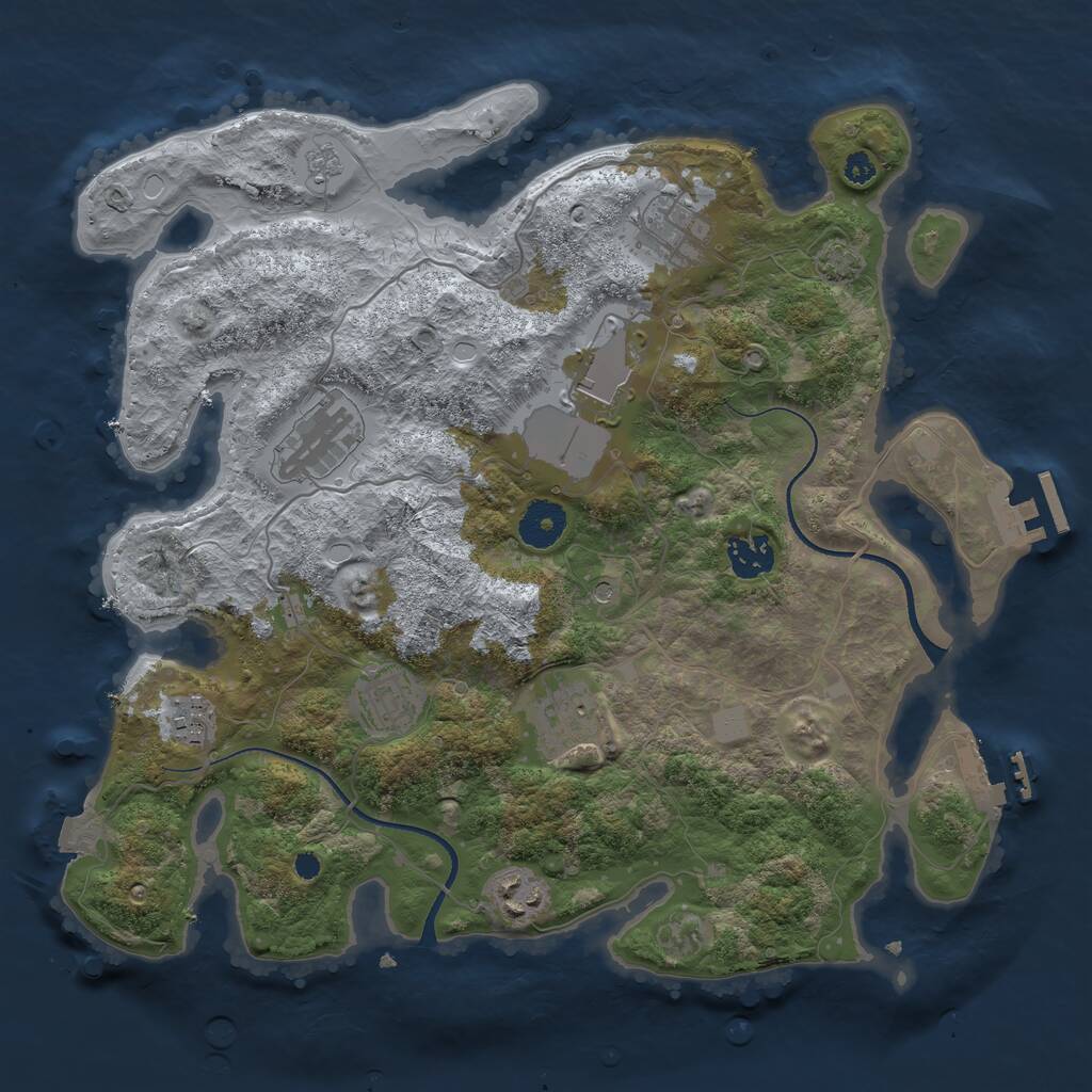 Rust Map: Procedural Map, Size: 3500, Seed: 1014344603, 14 Monuments