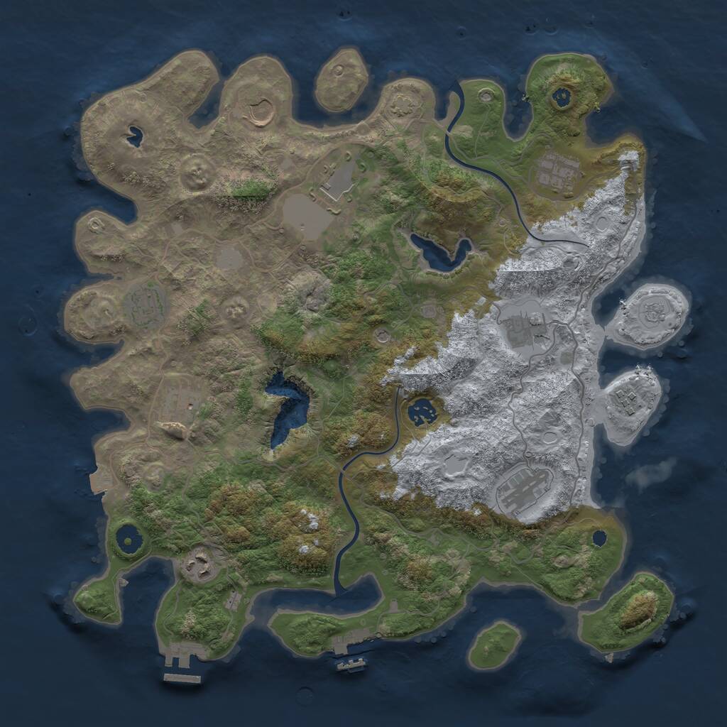 Rust Map: Procedural Map, Size: 4000, Seed: 4958514, 16 Monuments