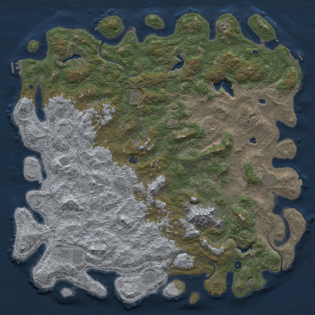 Rust Map: Procedural Map, Size: 6000, Seed: 699444332, 17 Monuments