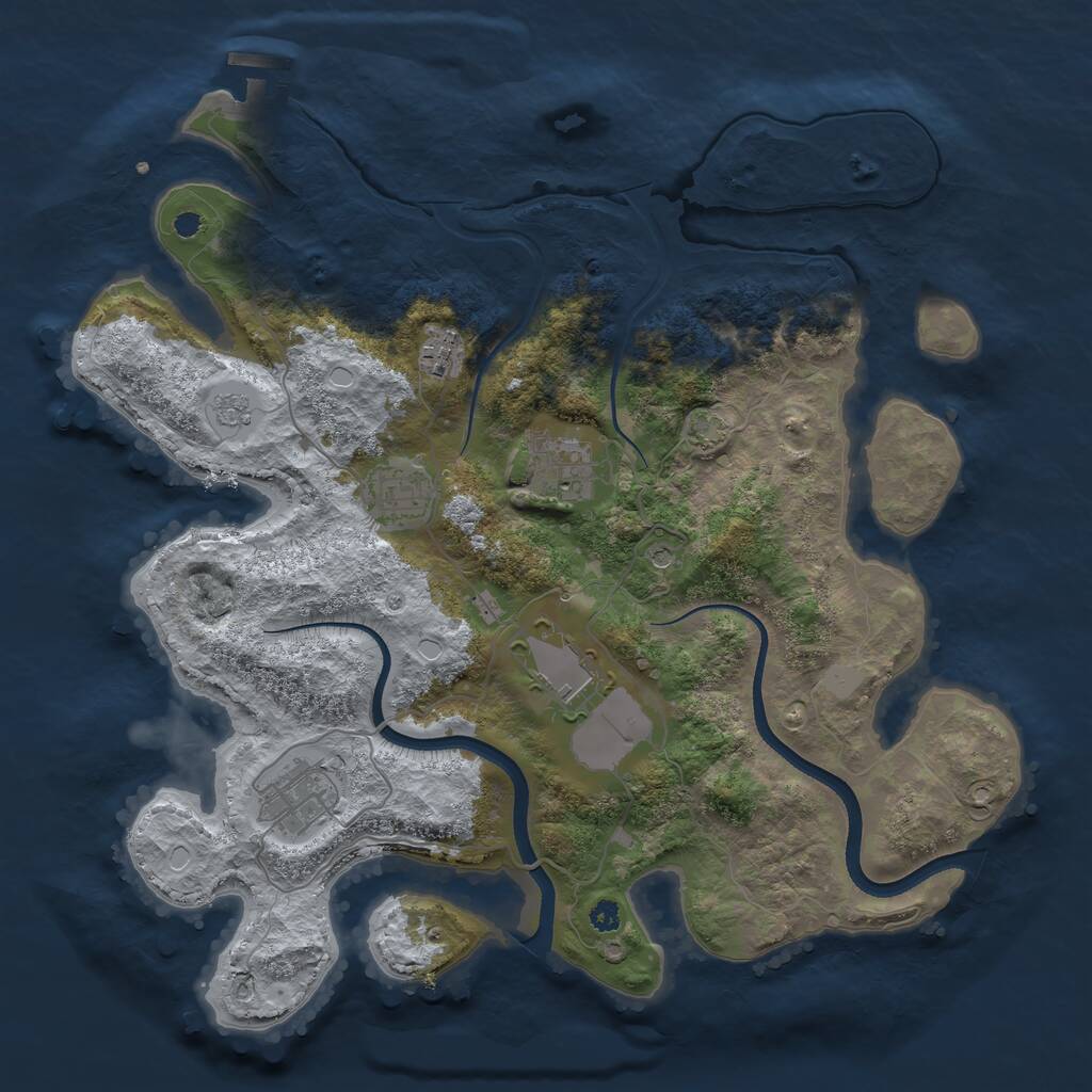 Rust Map: Procedural Map, Size: 3500, Seed: 155167681, 10 Monuments