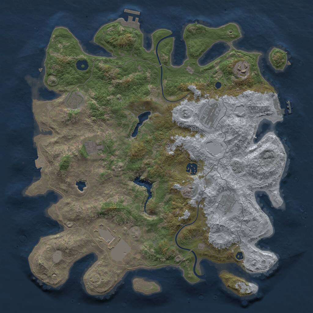 Rust Map: Procedural Map, Size: 4000, Seed: 64516541, 14 Monuments