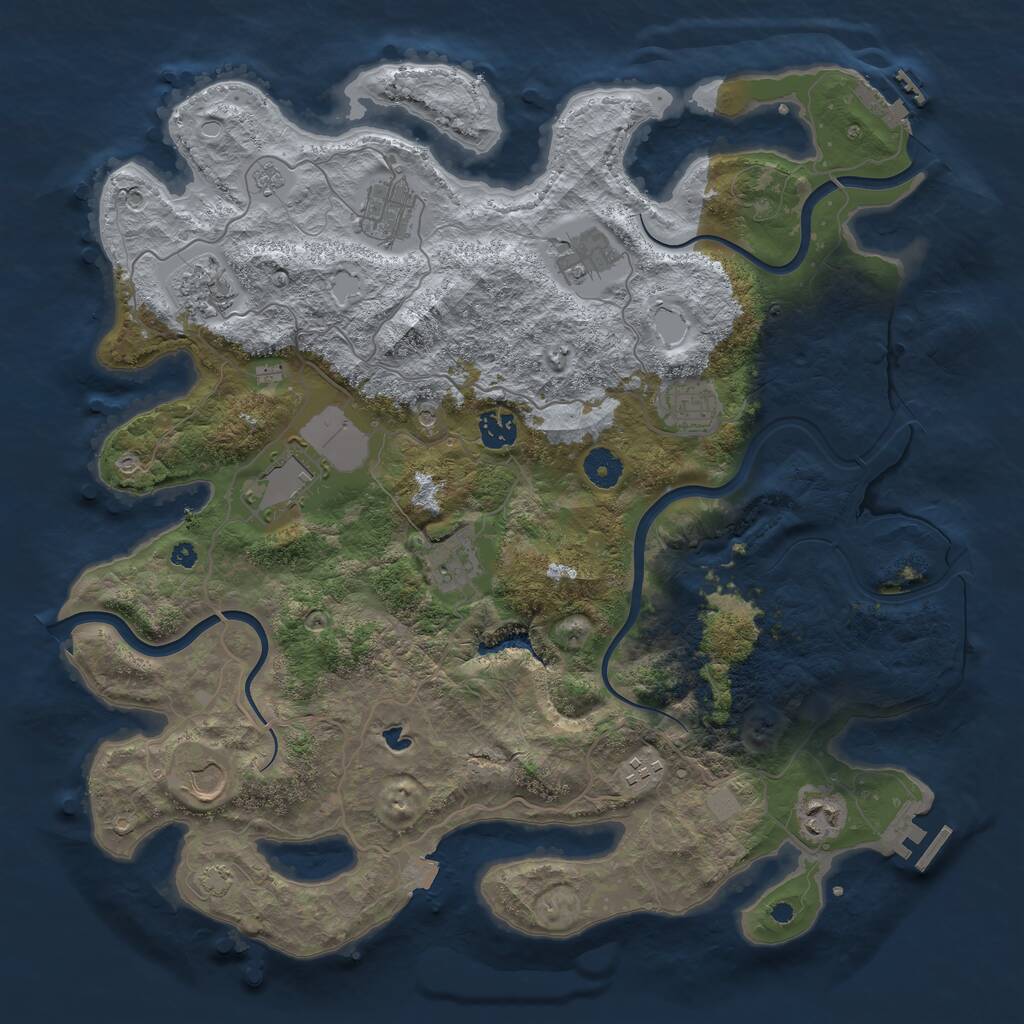 Rust Map: Procedural Map, Size: 4000, Seed: 584963055, 16 Monuments