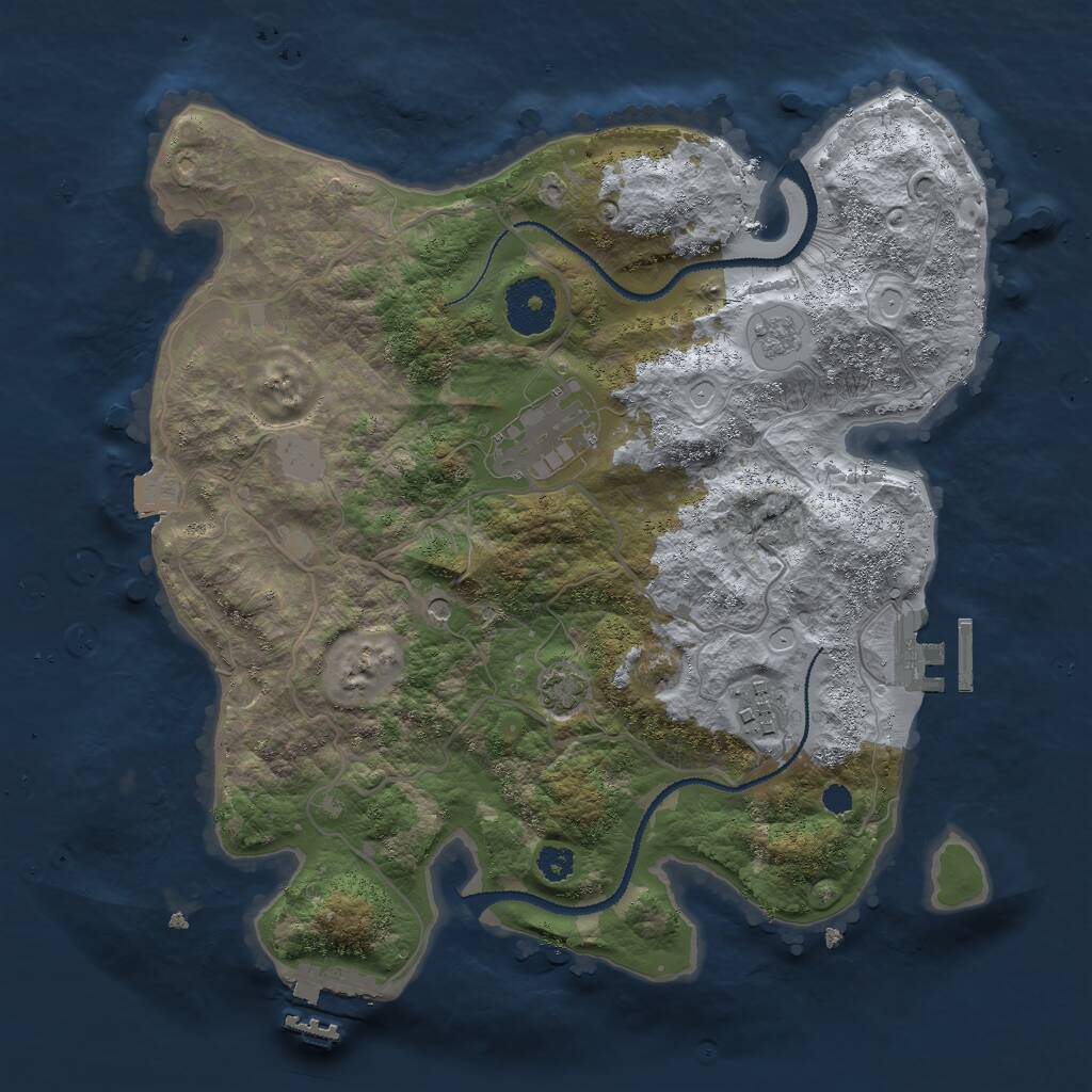 Rust Map: Procedural Map, Size: 3000, Seed: 4002, 8 Monuments