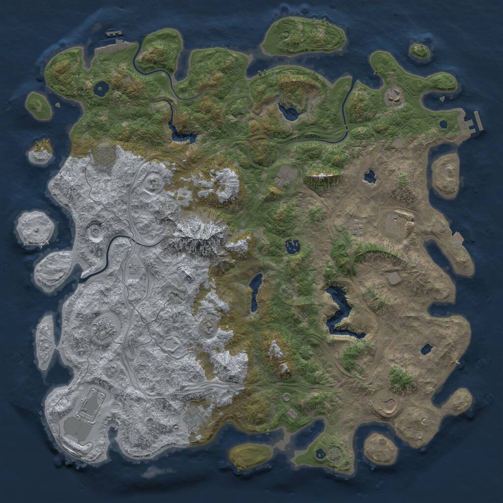 Rust Map: Procedural Map, Size: 5000, Seed: 1928723289, 16 Monuments