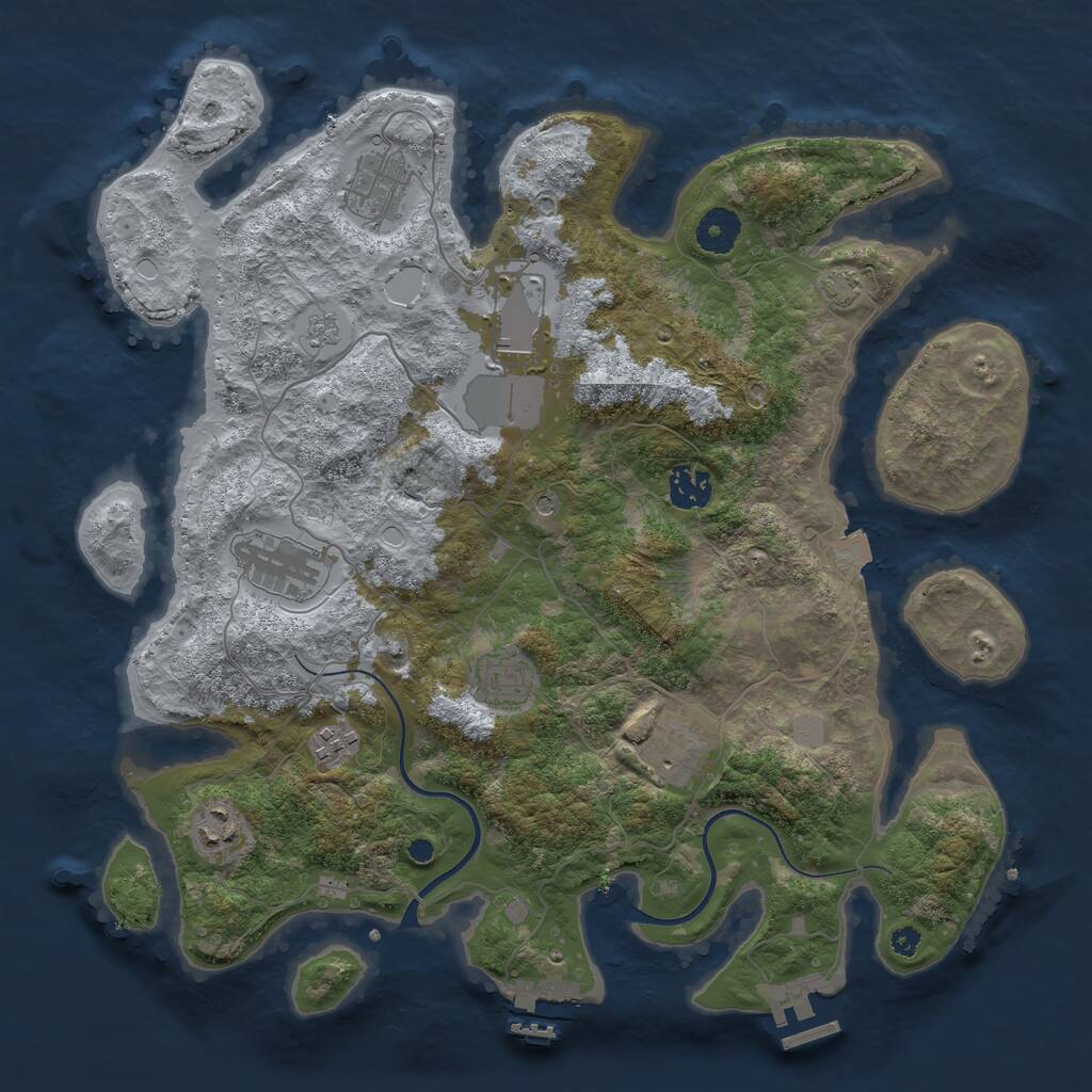 Rust Map: Procedural Map, Size: 3700, Seed: 1956073622, 14 Monuments