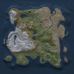 Thumbnail Rust Map: Procedural Map, Size: 3000, Seed: 1348785439, 11 Monuments