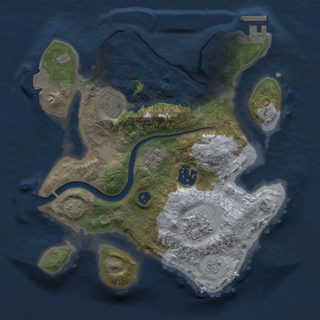 Rust Map: Procedural Map, Size: 2500, Seed: 724443898, 8 Monuments