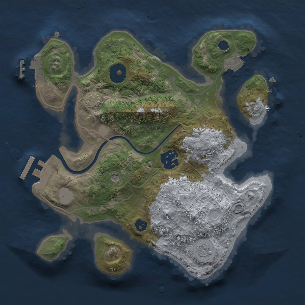 Rust Map: Procedural Map, Size: 2500, Seed: 724443898, 7 Monuments