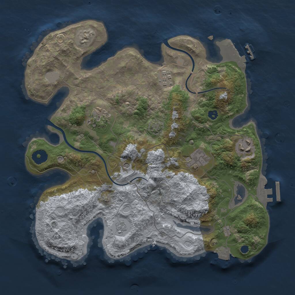 Rust Map: Procedural Map, Size: 3000, Seed: 21485, 10 Monuments