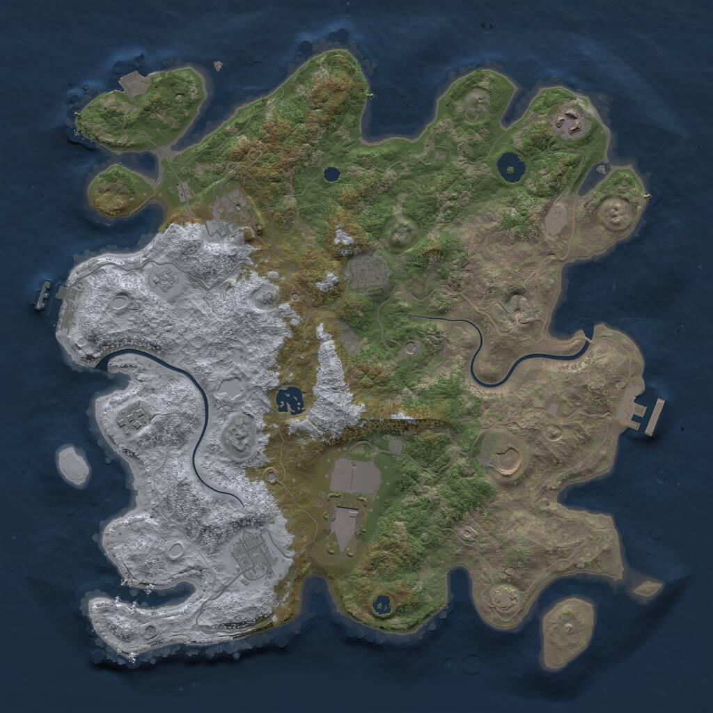 Rust Map: Procedural Map, Size: 3800, Seed: 6421907, 14 Monuments