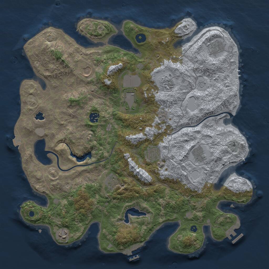 Rust Map: Procedural Map, Size: 4000, Seed: 13002130, 16 Monuments