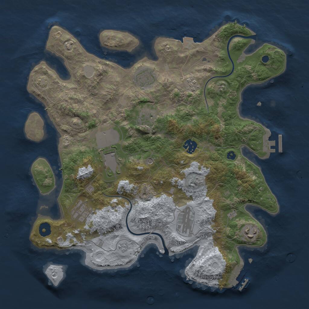 Rust Map: Procedural Map, Size: 3500, Seed: 336711789, 14 Monuments