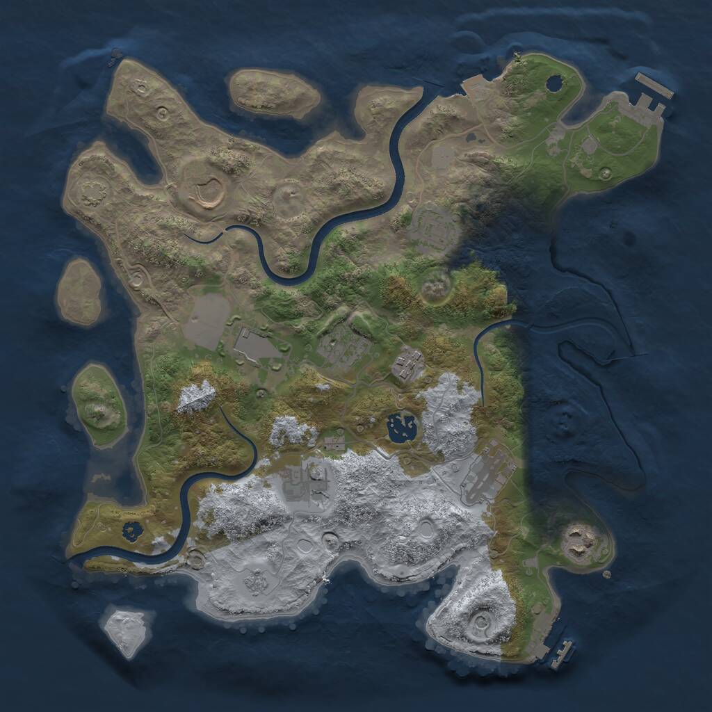 Rust Map: Procedural Map, Size: 3500, Seed: 336711789, 15 Monuments