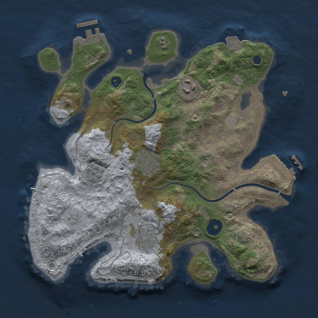 Rust Map: Procedural Map, Size: 3000, Seed: 16262, 10 Monuments