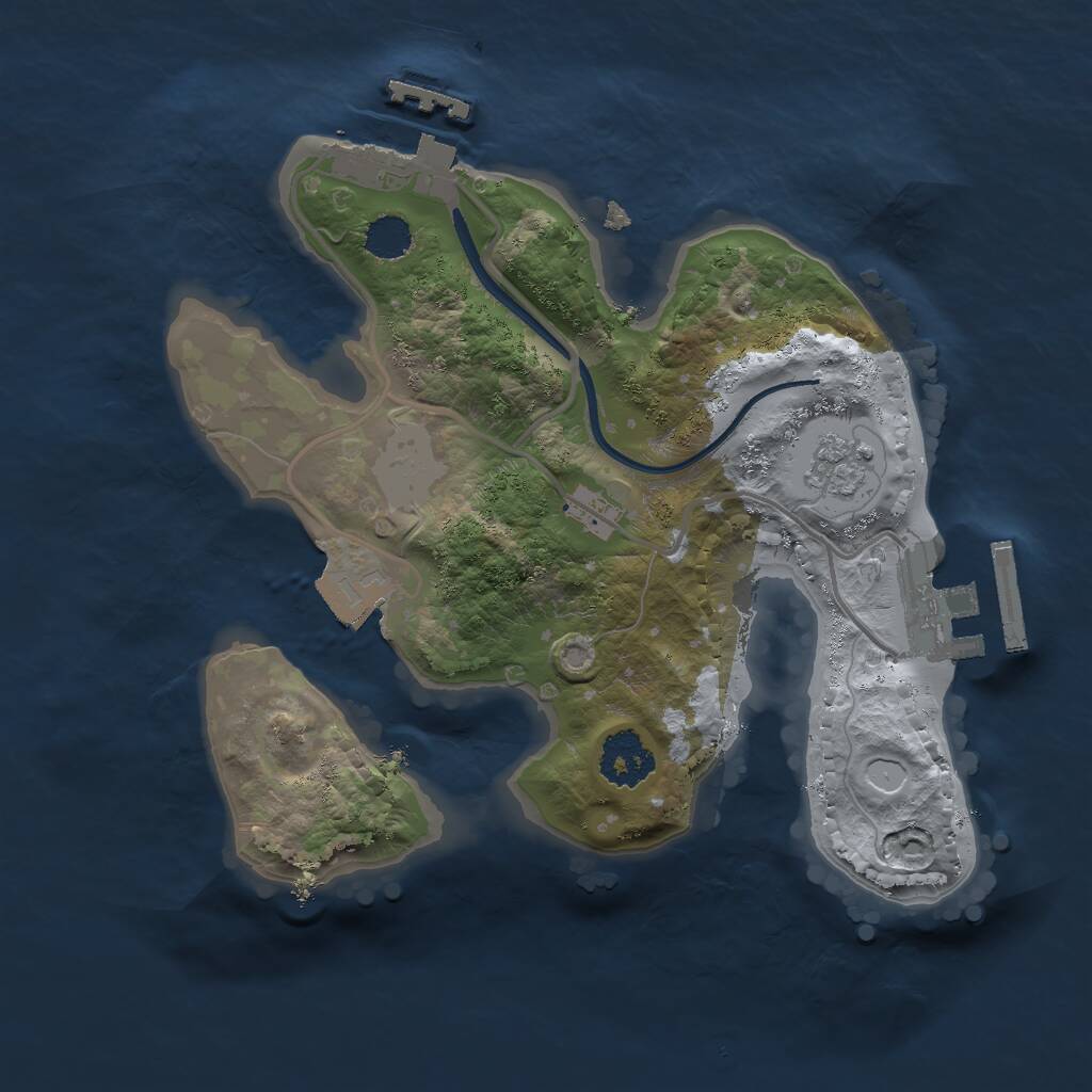 Rust Map: Procedural Map, Size: 2000, Seed: 123487, 4 Monuments