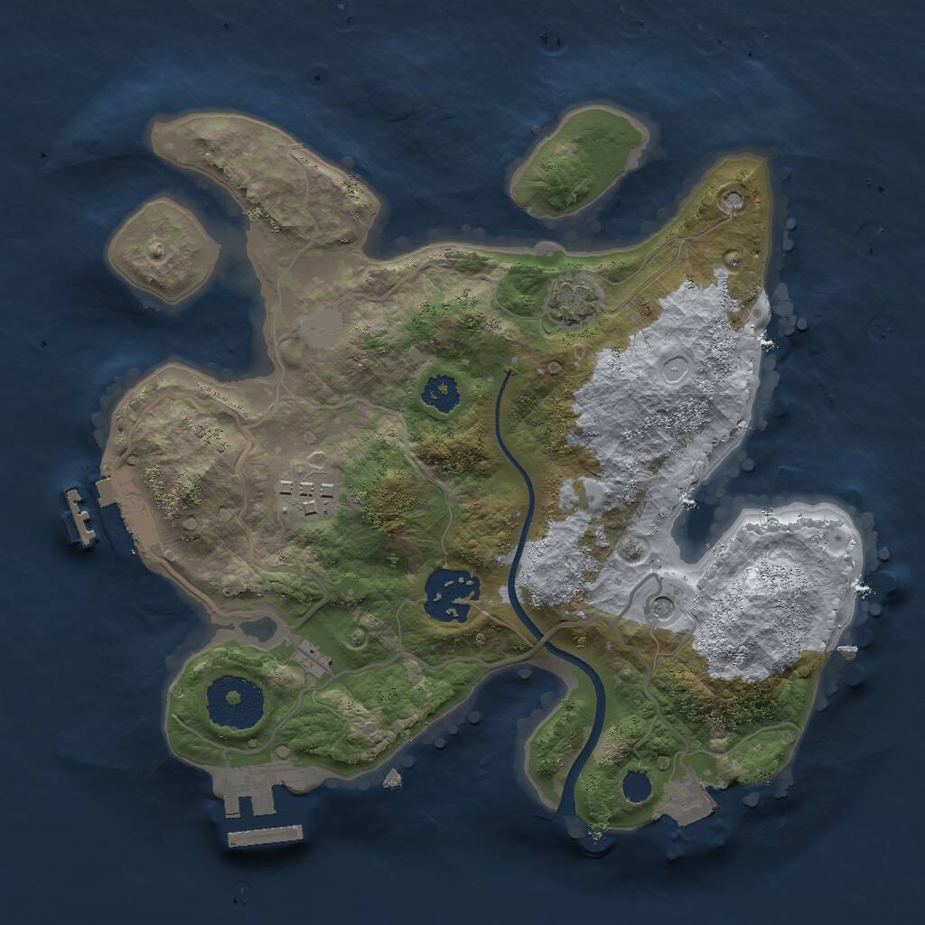 Rust Map: Procedural Map, Size: 2500, Seed: 234245, 7 Monuments