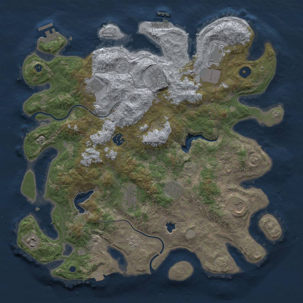 Rust Map: Procedural Map, Size: 4000, Seed: 1077863622, 15 Monuments