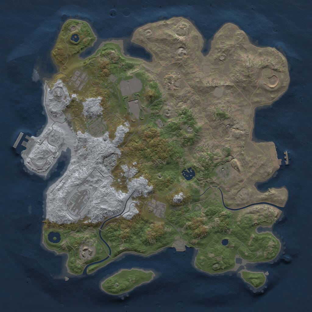 Rust Map: Procedural Map, Size: 3750, Seed: 53126804, 17 Monuments