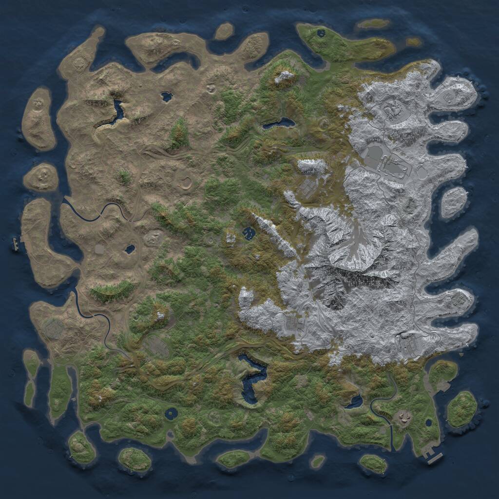 Rust Map: Procedural Map, Size: 6000, Seed: 1876745952, 17 Monuments