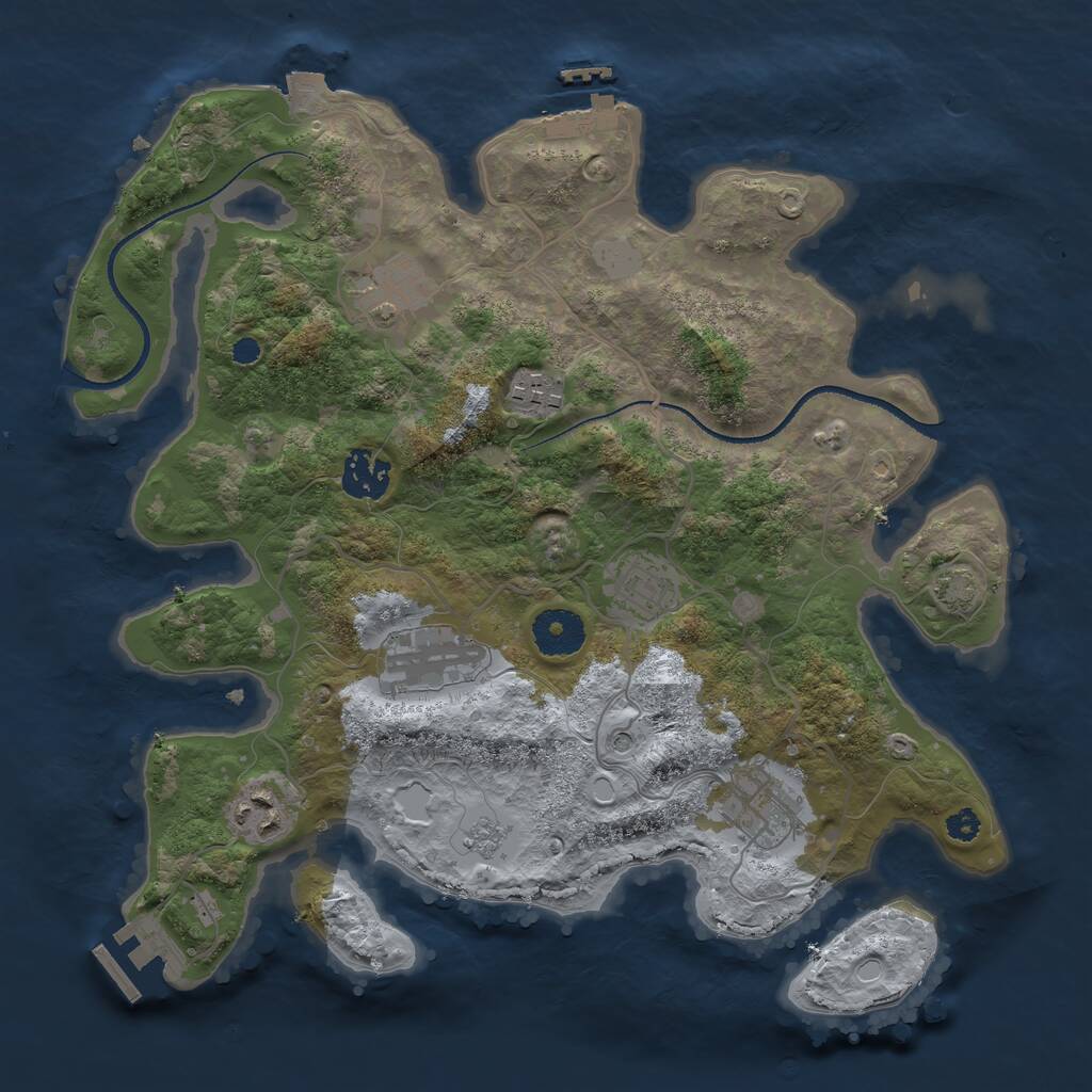 Rust Map: Procedural Map, Size: 3300, Seed: 1365599574, 13 Monuments