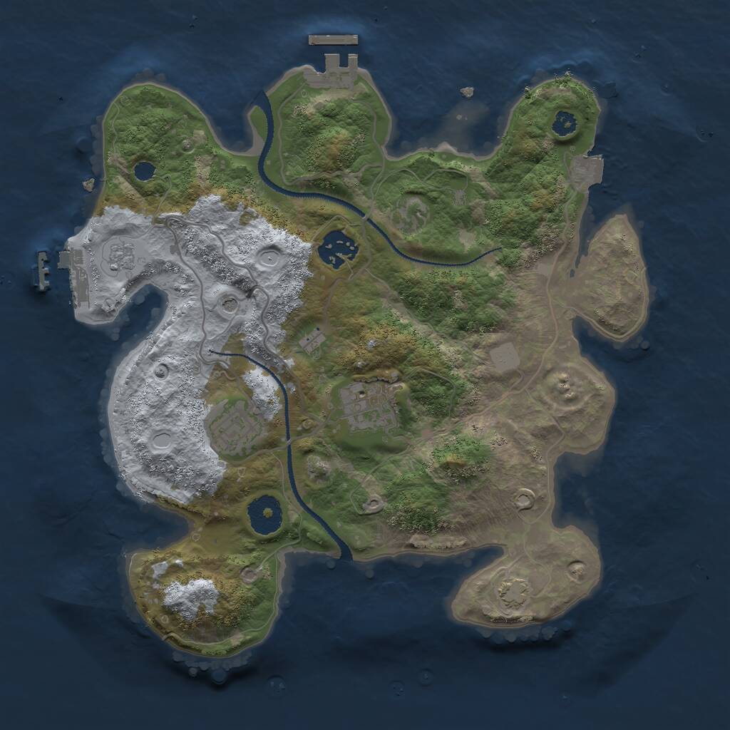 Rust Map: Procedural Map, Size: 3000, Seed: 19086, 9 Monuments