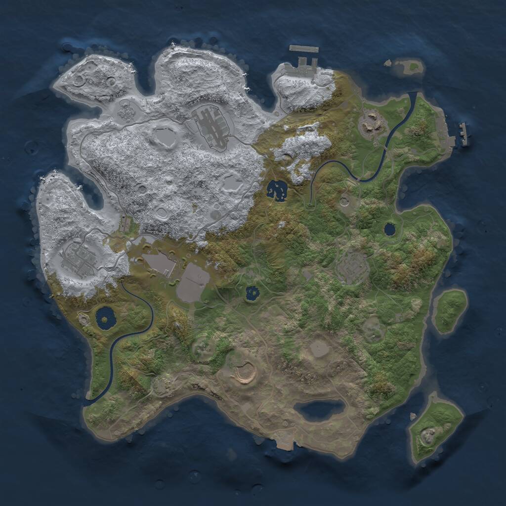 Rust Map: Procedural Map, Size: 3500, Seed: 727850003, 13 Monuments