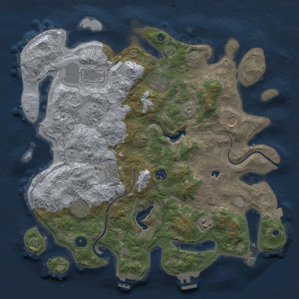 Rust Map: Procedural Map, Size: 4000, Seed: 55112, 14 Monuments