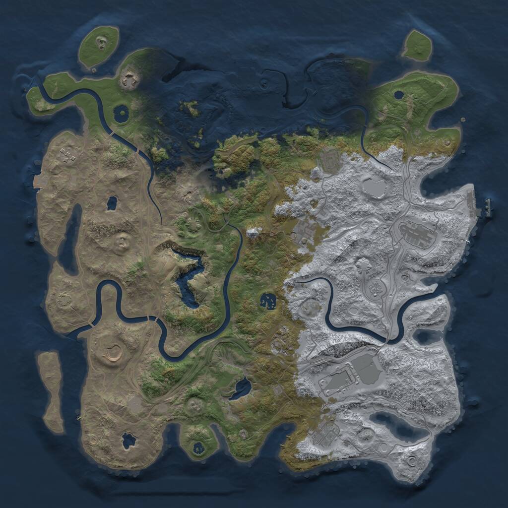 Rust Map: Procedural Map, Size: 4500, Seed: 354679, 17 Monuments