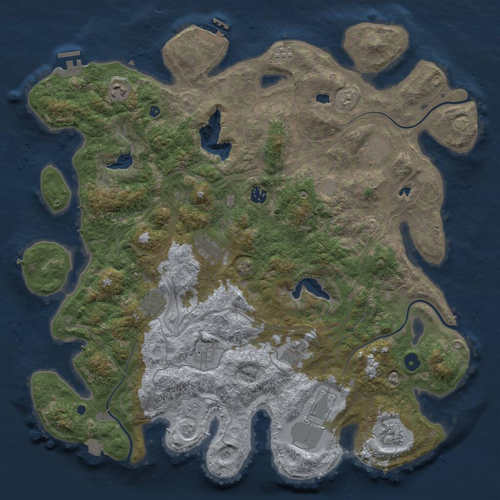 Rust Map: Procedural Map, Size: 4500, Seed: 29014655, 16 Monuments