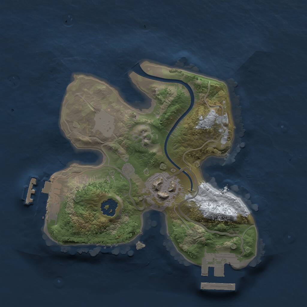 Rust Map: Procedural Map, Size: 1800, Seed: 3869, 4 Monuments