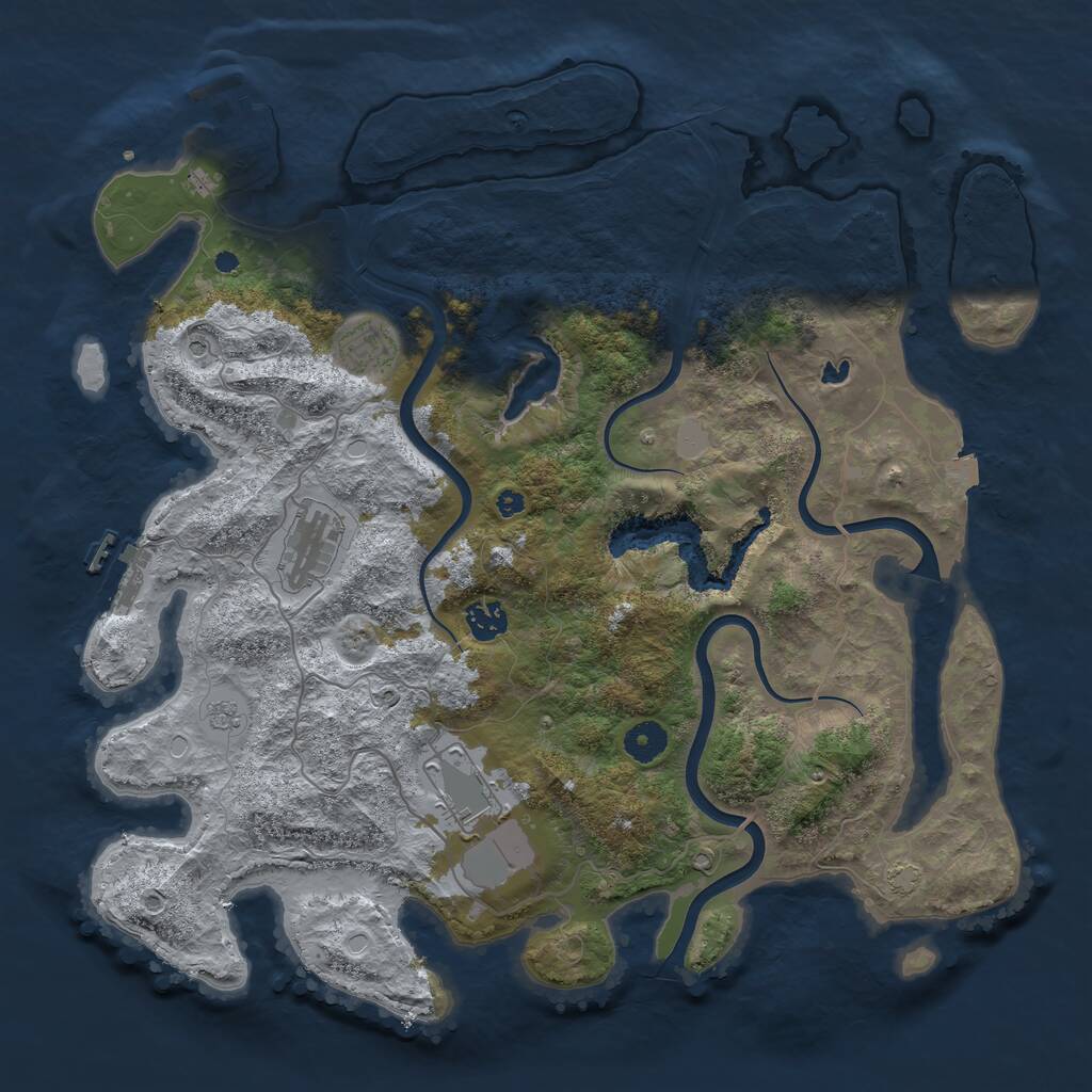 Rust Map: Procedural Map, Size: 4000, Seed: 5645487, 10 Monuments