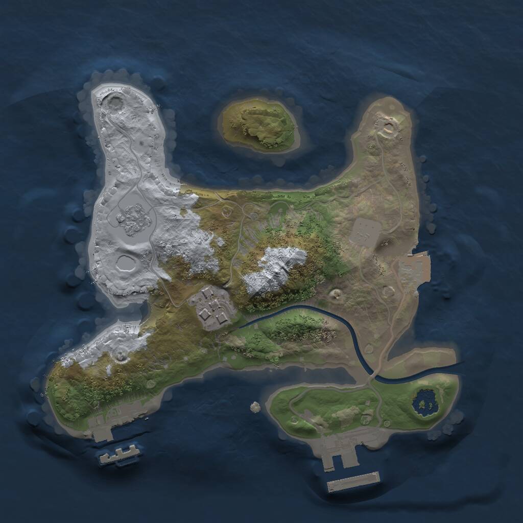 Rust Map: Procedural Map, Size: 2000, Seed: 1833241149, 5 Monuments